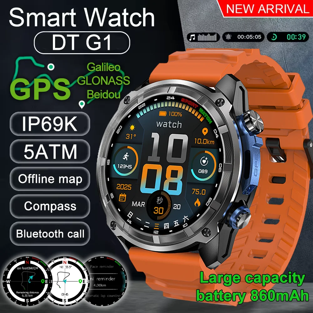 2026New GPS Military Smart Watch 860Mah Battery Fitness Tracking 5ATM Waterproof Tactics Sport Flashlight call Bracelet For Men
2026New GPS Military Smart Watch 860Mah Battery Fitness Tracking 5ATM Waterproof Tactics Sport Flashlight call Bracelet For Men