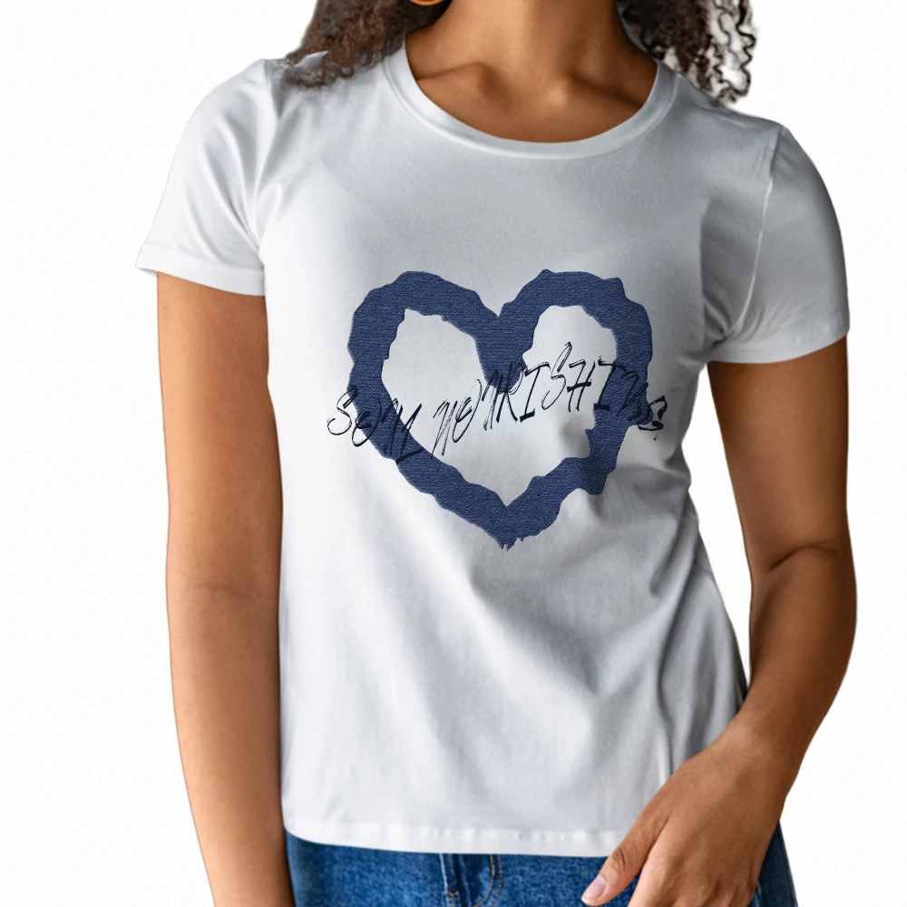 Stylish Womens Short Sleeve T Shirt Soul Nomad Heart Design with Artistic Typography for a Trendy Summer Look
Stylish Womens Short Sleeve T Shirt Soul Nomad Heart Design with Artistic Typography for a Trendy Summer Look
