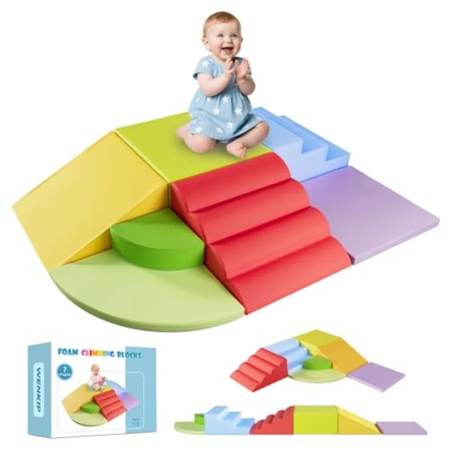 Indoor play toy set for toddlers babies 1-5: 7-piece foam climbing blocks in soft PU leather beige safe for crawling walking se
Indoor play toy set for toddlers babies 1-5: 7-piece foam climbing blocks in soft PU leather beige safe for crawling walking se
