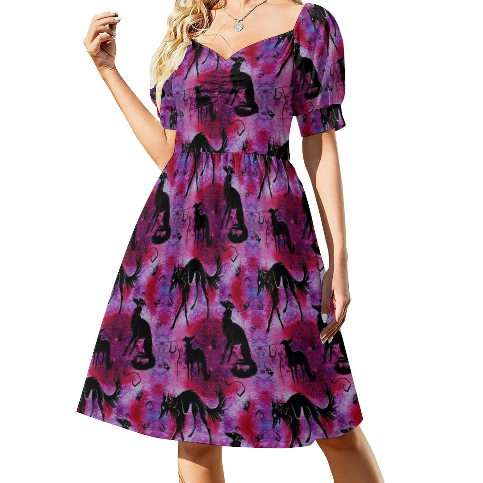 Spoopy Silken Dogs in Violet Short-Sleeved Dress women's clothing summer 2025 novelties summer dress
Spoopy Silken Dogs in Violet Short-Sleeved Dress women's clothing summer 2025 novelties summer dress