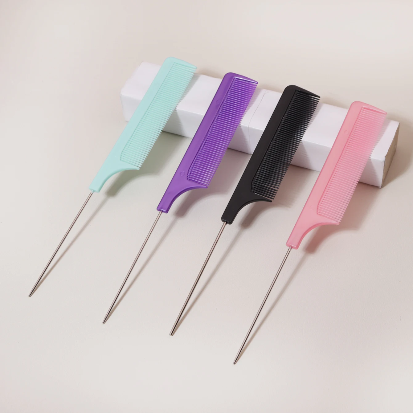 Steel needle pointed tail comb, 1/3/4pc stainless steel mouse tail handle needle heat-resistant,Special for real hair wigs
Steel needle pointed tail comb, 1/3/4pc stainless steel mouse tail handle needle heat-resistant,Special for real hair wigs