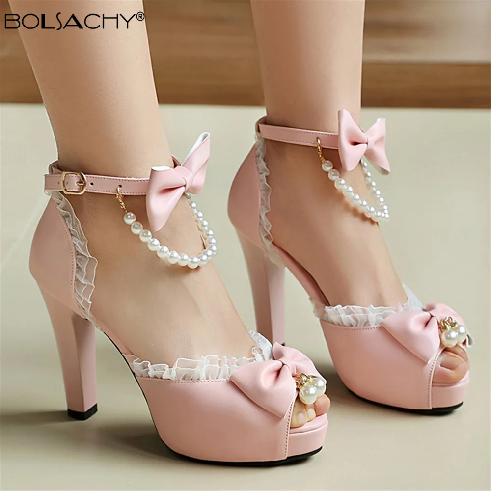 Women Ankle strap Peep toe High Heels Mary Jane Pumps Party Wedding Cosplay White Pink Black Bow Princess Cosplay Lolita Shoes
Women Ankle strap Peep toe High Heels Mary Jane Pumps Party Wedding Cosplay White Pink Black Bow Princess Cosplay Lolita Shoes