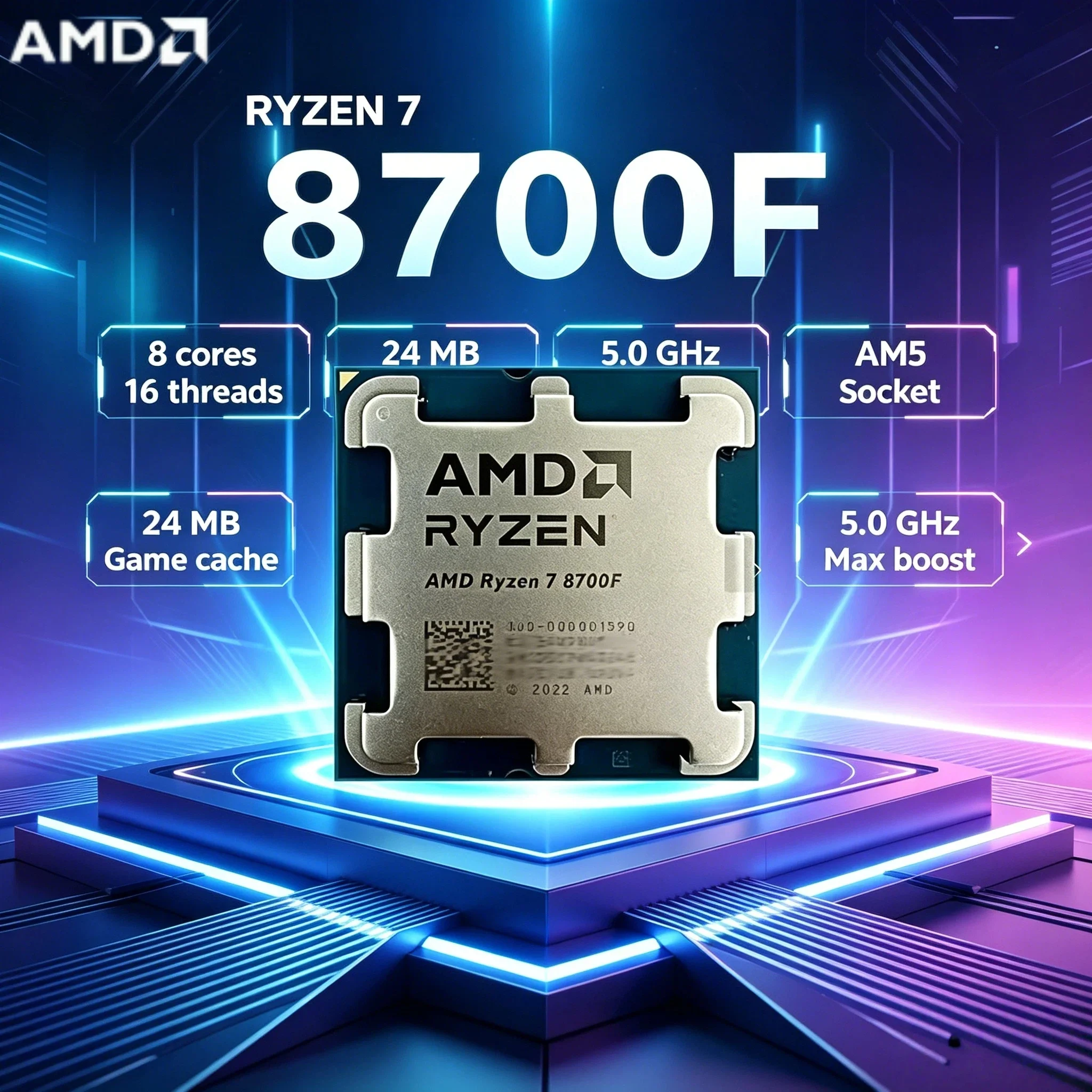 Ryzen 7 8700F AMD 65W 4NM L3 16M 4.1GHz 8 Core 16 Thread New Gaming Processor DDR5 Socket AM5 R7 8700F Radeon Graphics Pro
Ryzen 7 8700F AMD 65W 4NM L3 16M 4.1GHz 8 Core 16 Thread New Gaming Processor DDR5 Socket AM5 R7 8700F Radeon Graphics Pro