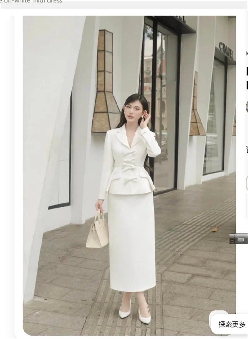 White Bow Women Suits Skirt Set 2 Piece Blazer+Prom Dress Customized Formal Office Lady Jacket Cotton Wedding Party Coat
White Bow Women Suits Skirt Set 2 Piece Blazer+Prom Dress Customized Formal Office Lady Jacket Cotton Wedding Party Coat