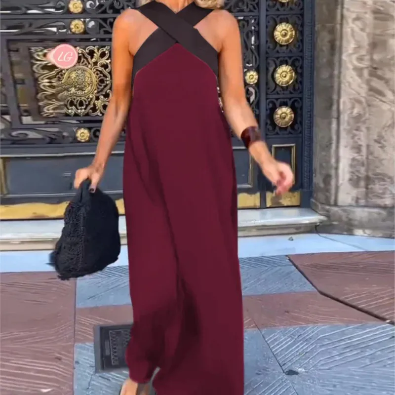 Sexy Cross Backless Long Dress Women Fashion Sleeveless Patchwork Party Dresses Summer Vintage Maxi Dress Lady Gown Vestidos
Sexy Cross Backless Long Dress Women Fashion Sleeveless Patchwork Party Dresses Summer Vintage Maxi Dress Lady Gown Vestidos