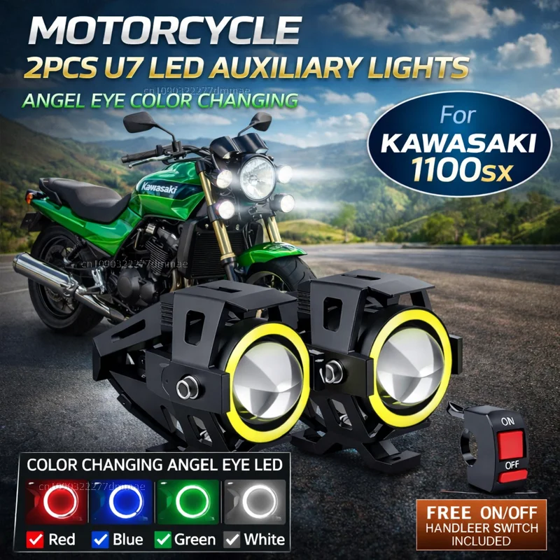 Waterproof Motorcycle LED Headlight 3000LMW U7 Motorbike LED Driving Fog Spot Light with Switch For KAWASAKI 1100sx Ninja 1100
Waterproof Motorcycle LED Headlight 3000LMW U7 Motorbike LED Driving Fog Spot Light with Switch For KAWASAKI 1100sx Ninja 1100