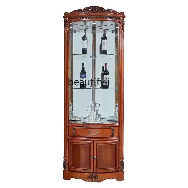 Solid wood European wine cabinet against the wall, living room glass door corner, American home, triangular cabinet
Solid wood European wine cabinet against the wall, living room glass door corner, American home, triangular cabinet