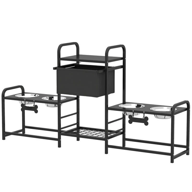 3 Height Adjustable Dog Bowl Stand with 2 Feeding Stations, Toy Bin Basket, Black
3 Height Adjustable Dog Bowl Stand with 2 Feeding Stations, Toy Bin Basket, Black