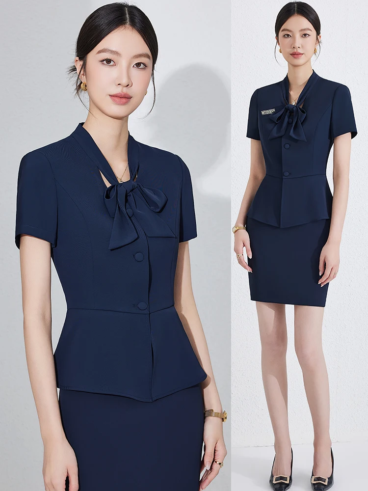 Deep Blue Women's Suit Set Thin Professional Jewelry Store Beauty Salon Work Uniform Career Skirt Commute Style Slim Fit Shor...
Deep Blue Women's Suit Set Thin Professional Jewelry Store Beauty Salon Work Uniform Career Skirt Commute Style Slim Fit Shor...