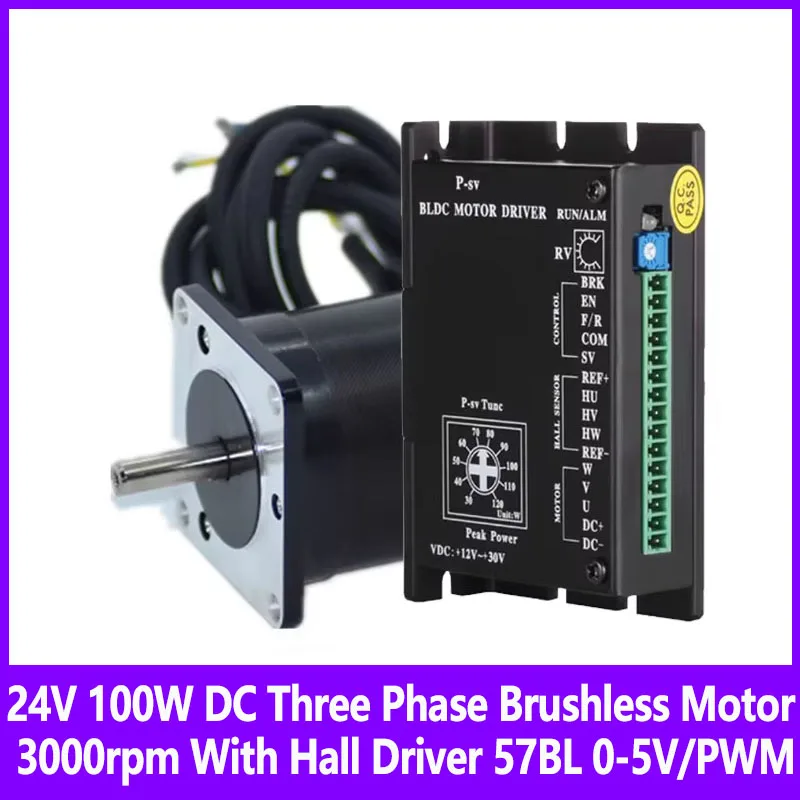 24V 100W DC Three Phase Brushless Motor 3000rpm With Hall Driver 57BL 0-5V/PWM Speed Controller
24V 100W DC Three Phase Brushless Motor 3000rpm With Hall Driver 57BL 0-5V/PWM Speed Controller