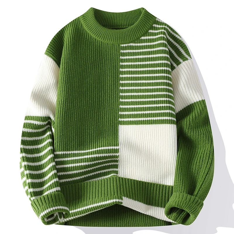 Autumn Winter Fashion Patchwork Striped Knit Pullovers Men Youthful Vitality O-Neck Loose Warm Knitted Sweater Casual Pullover
Autumn Winter Fashion Patchwork Striped Knit Pullovers Men Youthful Vitality O-Neck Loose Warm Knitted Sweater Casual Pullover