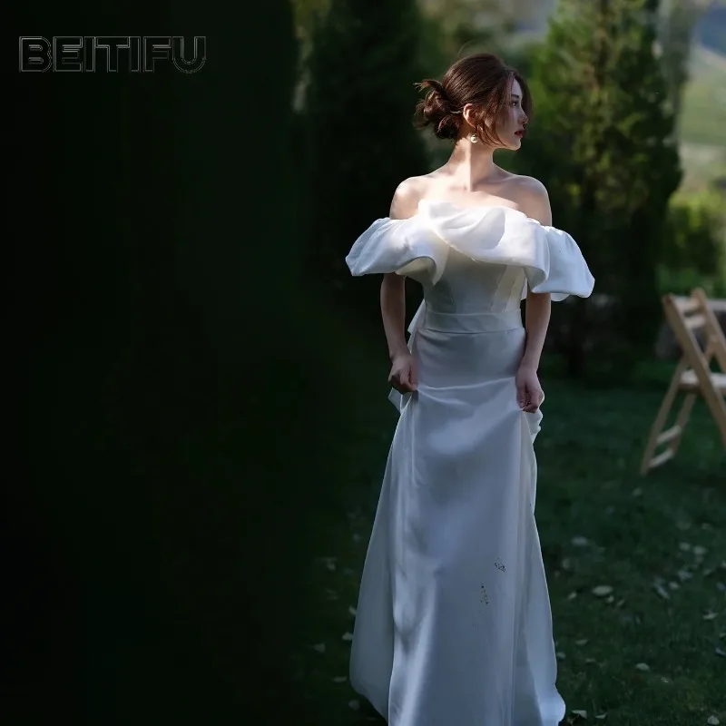 Customized Simple Wedding Dresses for Women Elegant Ruffles Neck Off The Shoulder Mermaid Skirts Bridal Dress Vestidos De Fiesta
Customized Simple Wedding Dresses for Women Elegant Ruffles Neck Off The Shoulder Mermaid Skirts Bridal Dress Vestidos De Fiesta