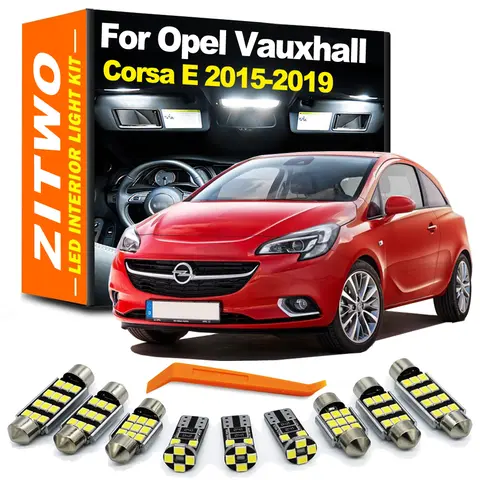 ZITWO 11 Uds Kit de bombillas LED de luz Interior de coche para Opel Vauxhall Corsa E 2015 2016 2017 2018 2019 mapa cúpula maletero guantera lámpara