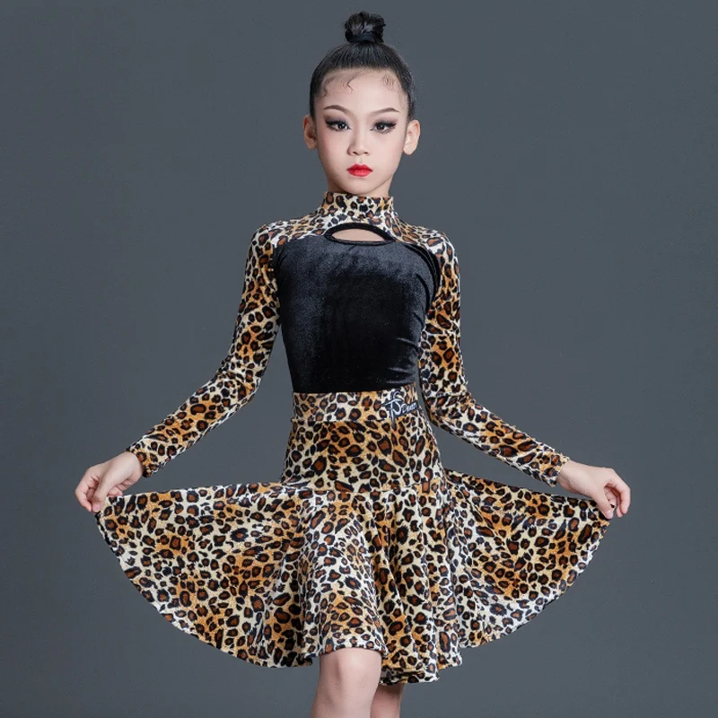 Kids Girls Latin Dance Dress Velvet Leopard Dress Long Sleeves Practice Suit Rumba Performance Wear Group Latin Dress BL14009
Kids Girls Latin Dance Dress Velvet Leopard Dress Long Sleeves Practice Suit Rumba Performance Wear Group Latin Dress BL14009
