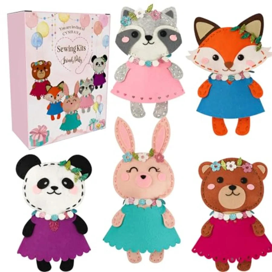 Kid Sewing Craft Kit to Make a Friend for Beginner Felt Craft Learn to Sew, Panda Fox Bunny Raccoon Bear 5 Animals
Kid Sewing Craft Kit to Make a Friend for Beginner Felt Craft Learn to Sew, Panda Fox Bunny Raccoon Bear 5 Animals