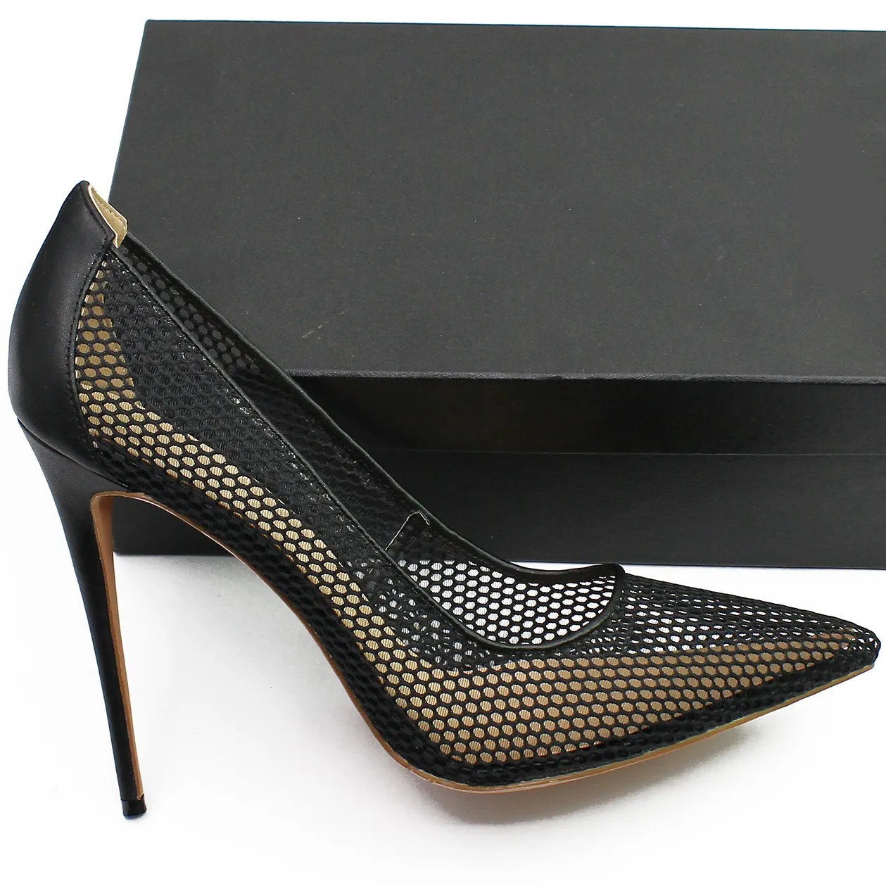 Sexy Design Extreme 12cm Thin Heel Pumps Women Black Gold Color High Heels Woman New Pointed Toe Mesh Club Models Shoes Big Size
Sexy Design Extreme 12cm Thin Heel Pumps Women Black Gold Color High Heels Woman New Pointed Toe Mesh Club Models Shoes Big Size
