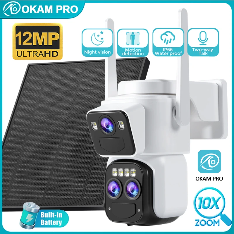 OKAM PRO Solar Camera 10X Zoom HD 12MP 4G Sim Camera Dual Screen PIR Motion Tracking Color Night Vision Outdoor Security Camera
OKAM PRO Solar Camera 10X Zoom HD 12MP 4G Sim Camera Dual Screen PIR Motion Tracking Color Night Vision Outdoor Security Camera