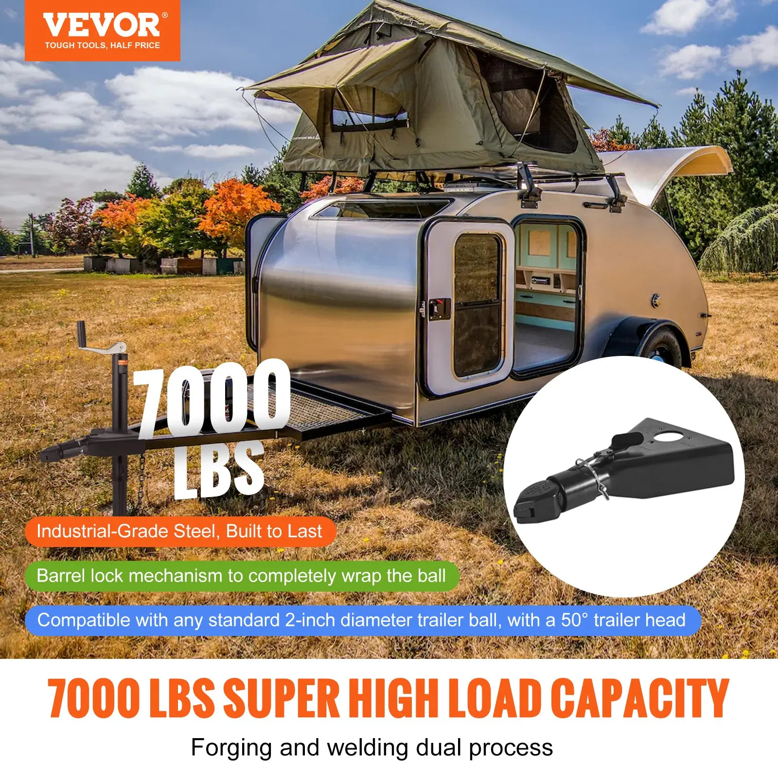 A-Frame Trailer Coupler, Fits 2-Inch Hitch Ball Size, 7000 Lbs Towing Capacity, Heavy Duty Steel Coupler
A-Frame Trailer Coupler, Fits 2-Inch Hitch Ball Size, 7000 Lbs Towing Capacity, Heavy Duty Steel Coupler