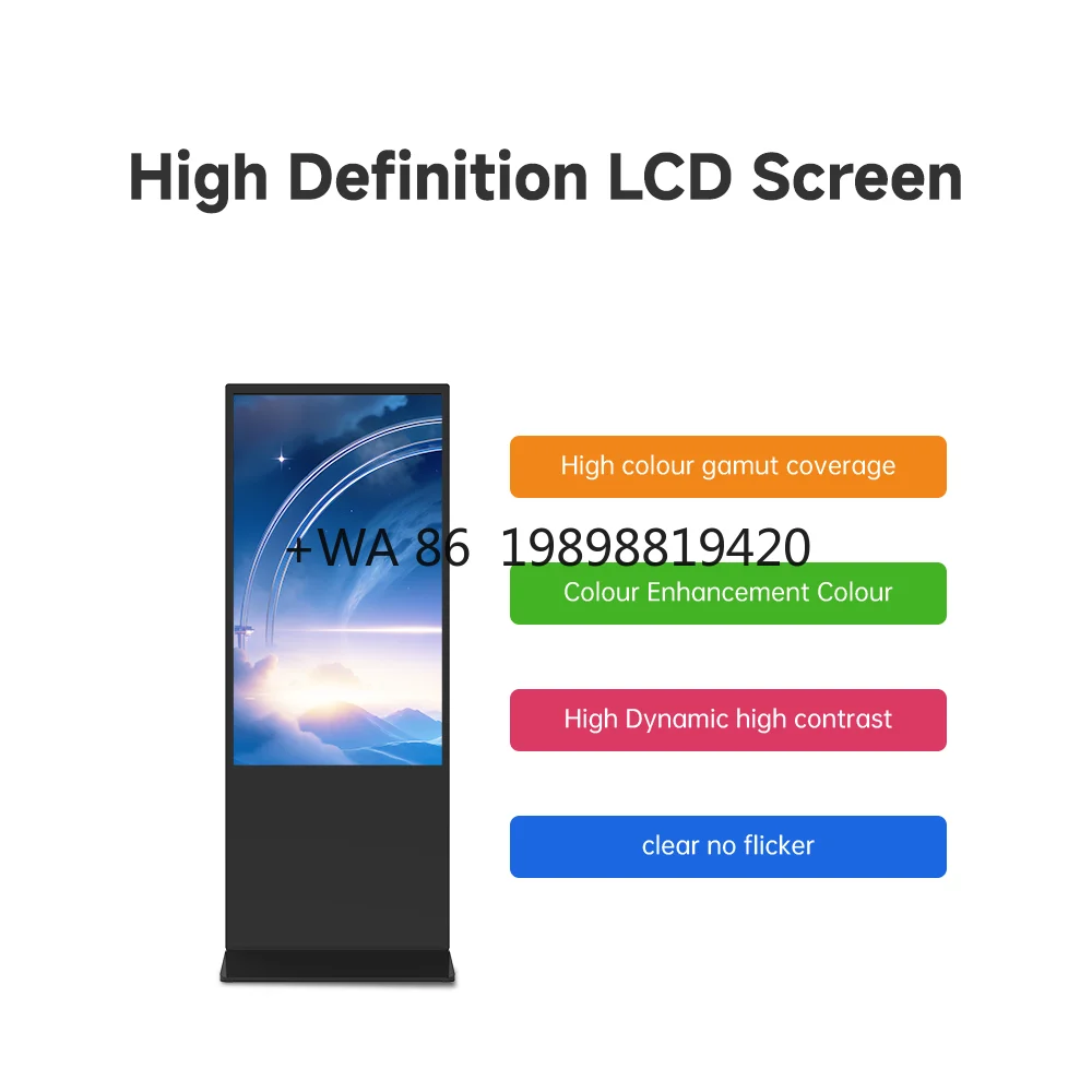 Внутренний рекламный киоск для торгового центра Прямые продажи с фабрики Вертикальный сенсорный экран Рекламный экран
Внутренний рекламный киоск для торгового центра Прямые продажи с фабрики Вертикальный сенсорный экран Рекламный экран