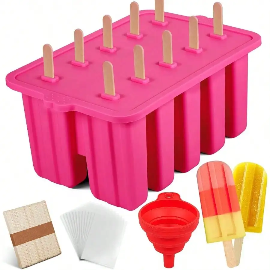 Homemade Popsicles Molds, 10 Cavity Silicone Ice Pop Molds Maker, Reusable Silicone Popsicle Molds With 50 Stick, 50 Bags, Funnel (Pink)Local Shipping
Homemade Popsicles Molds, 10 Cavity Silicone Ice Pop Molds Maker, Reusable Silicone Popsicle Molds With 50 Stick, 50 Bags, Funnel (Pink)Local Shipping