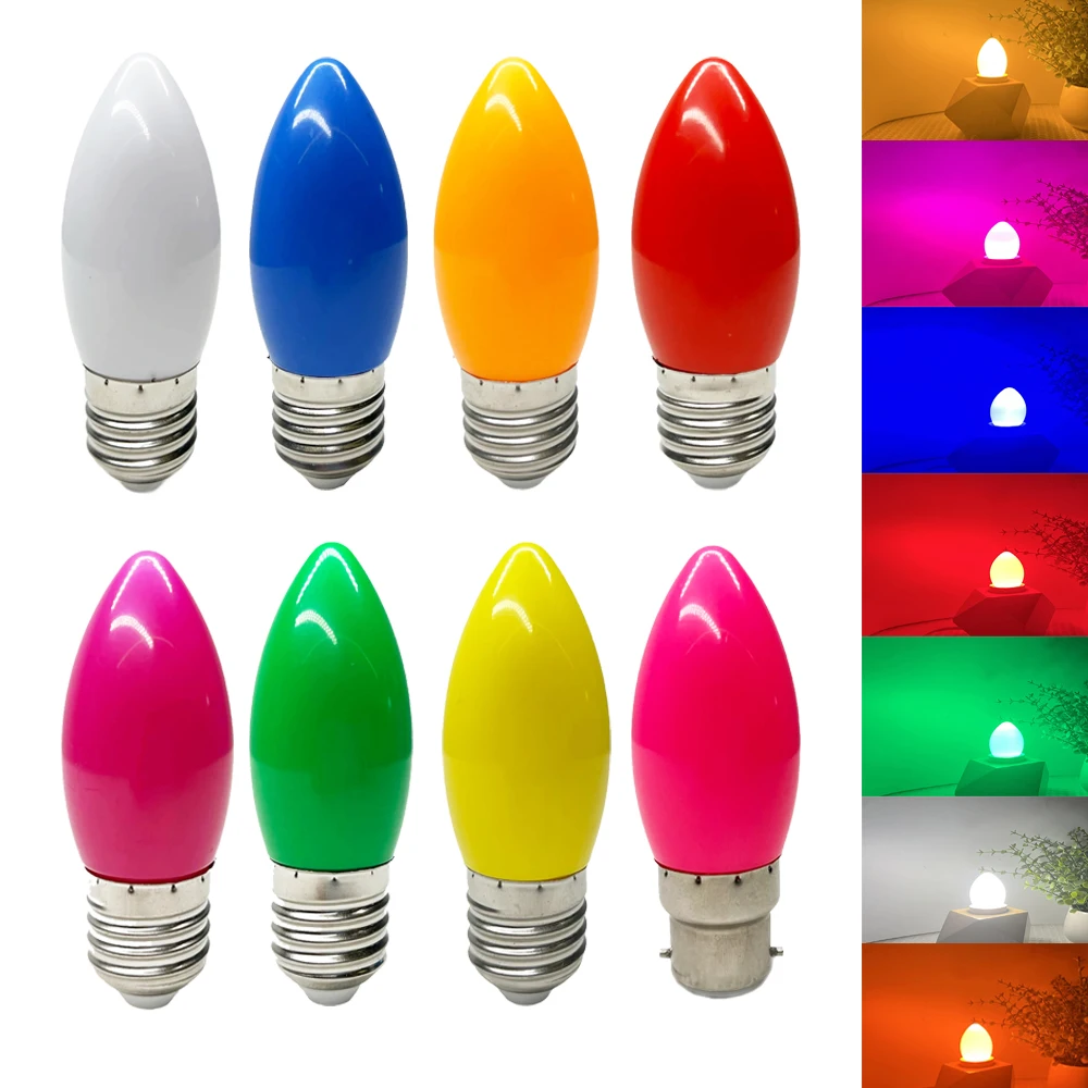Colorful LED Bulb E27 B22 2W RGB Led Bulb C35 Led candle Light 9 Color SMD 2835 AC 110V 220V Globe Bulb Cold / Warm White
Colorful LED Bulb E27 B22 2W RGB Led Bulb C35 Led candle Light 9 Color SMD 2835 AC 110V 220V Globe Bulb Cold / Warm White