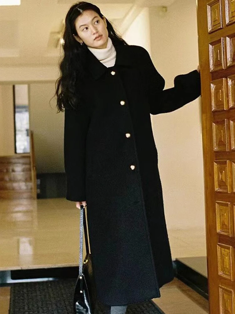 Длинное шерстяное пальто в корейском стиле, повседневное, с отложным воротником, для женщин, новая весенняя модель, с золотыми пуговицами, прямого кроя
Длинное шерстяное пальто в корейском стиле, повседневное, с отложным воротником, для женщин, новая весенняя модель, с золотыми пуговицами, прямого кроя