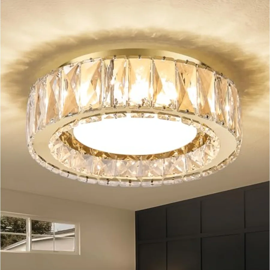 Dimmable Modern Luxury Crystal LED Flush Mount Ceilg Light, 24W/5CCT 3000K-6000K Close to Ceiling Light Fixtures for Kitchen, E
Dimmable Modern Luxury Crystal LED Flush Mount Ceilg Light, 24W/5CCT 3000K-6000K Close to Ceiling Light Fixtures for Kitchen, E