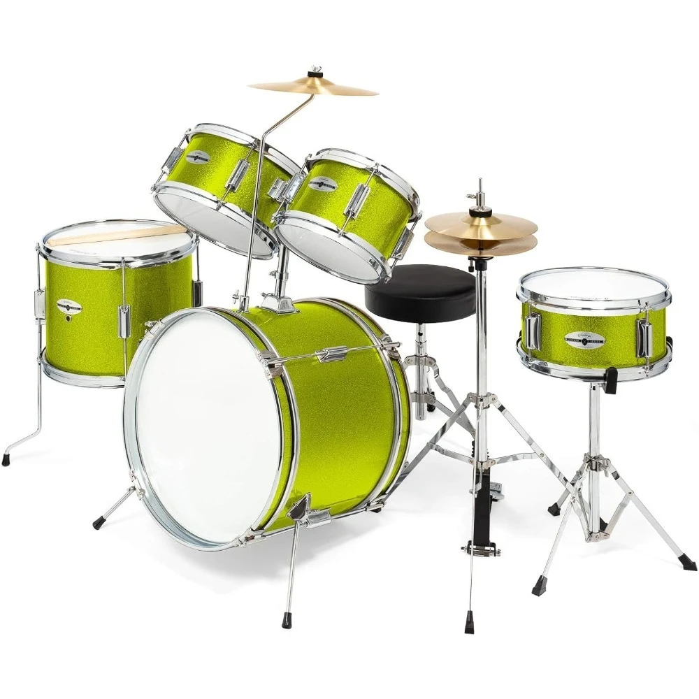 5-Piece Complete Junior Drum Set with Genuine Brass Cymbals with 16" Bass,Adjustable Throne,Cymbals,Hi-Hats,Pedals & Drumsticks
5-Piece Complete Junior Drum Set with Genuine Brass Cymbals with 16" Bass,Adjustable Throne,Cymbals,Hi-Hats,Pedals & Drumsticks