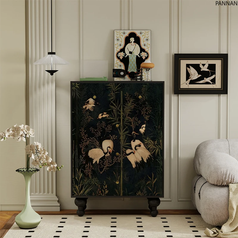 Flower living room, household locker, tall cabinet, wall storage and decoration integrated solid wood chest of drawers
Flower living room, household locker, tall cabinet, wall storage and decoration integrated solid wood chest of drawers