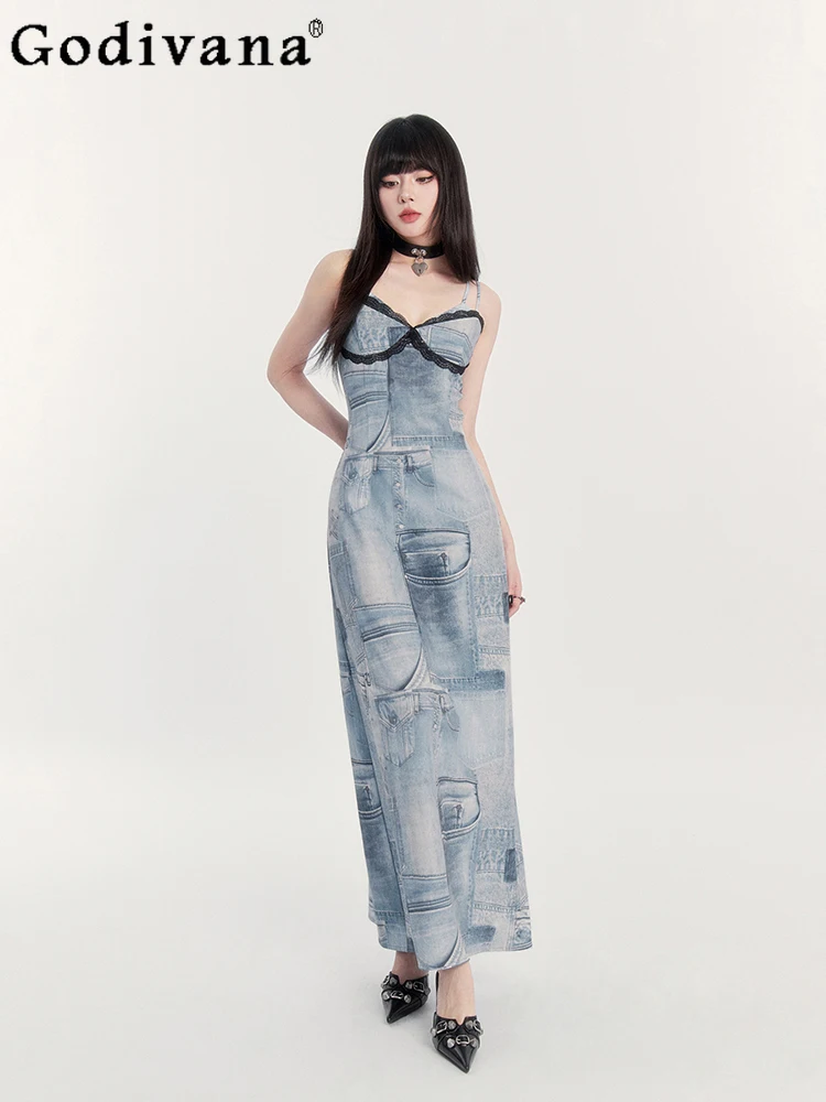 Summer New Sweet Cool Lace Y2k Retro High Waist A-line Suspender Dress Elegant Girl Chic Printed Simple V-neck Slim Dresses
Summer New Sweet Cool Lace Y2k Retro High Waist A-line Suspender Dress Elegant Girl Chic Printed Simple V-neck Slim Dresses