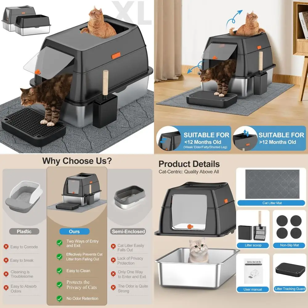 Очень большой закрытый передний входной ящик для кошачьего туалета из нержавеющей стали с крышкой и лопаткой для туалета, идеально подходит для легкой очистки и контроля запаха.
Очень большой закрытый передний входной ящик для кошачьего туалета из нержавеющей стали с крышкой и лопаткой для туалета, идеально подходит для легкой очистки и контроля запаха.