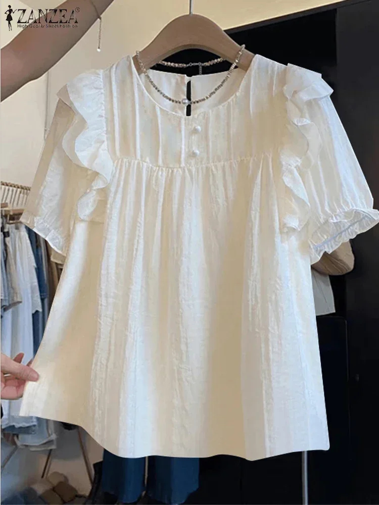 ZANZEA Women Elegant Tops 2025 Fashion Ruffled Patchwork Blouse Korean Fashion Puff Short Sleeve Tunic Pleating Buttons Blusas
ZANZEA Women Elegant Tops 2025 Fashion Ruffled Patchwork Blouse Korean Fashion Puff Short Sleeve Tunic Pleating Buttons Blusas