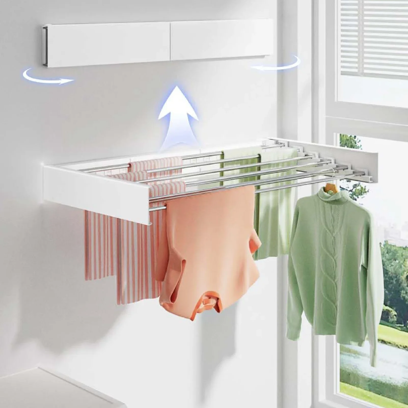 Folding Clothes Drying Rack Wall-Mounted Stainless Steel Laundry Hanger Space Saving For Indoor Balcony Drying Clothe Towel Rack
Folding Clothes Drying Rack Wall-Mounted Stainless Steel Laundry Hanger Space Saving For Indoor Balcony Drying Clothe Towel Rack
