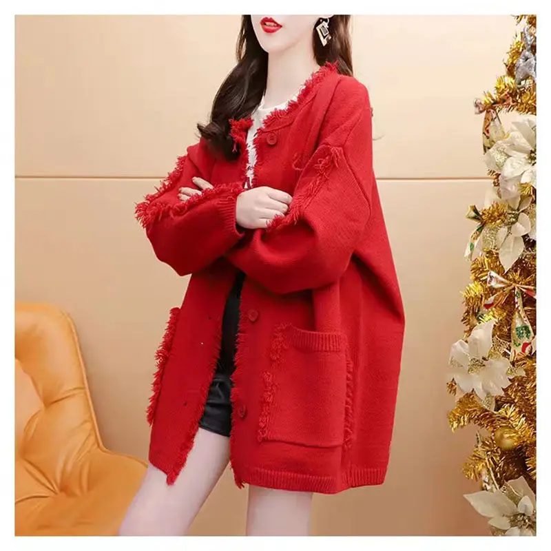 Loose Fitting Oversized Tassel Cardigan For Women's Knitted Outerwear Spring Autumn Long Sleeve Fashion Versatile Sweater Z2138
Loose Fitting Oversized Tassel Cardigan For Women's Knitted Outerwear Spring Autumn Long Sleeve Fashion Versatile Sweater Z2138