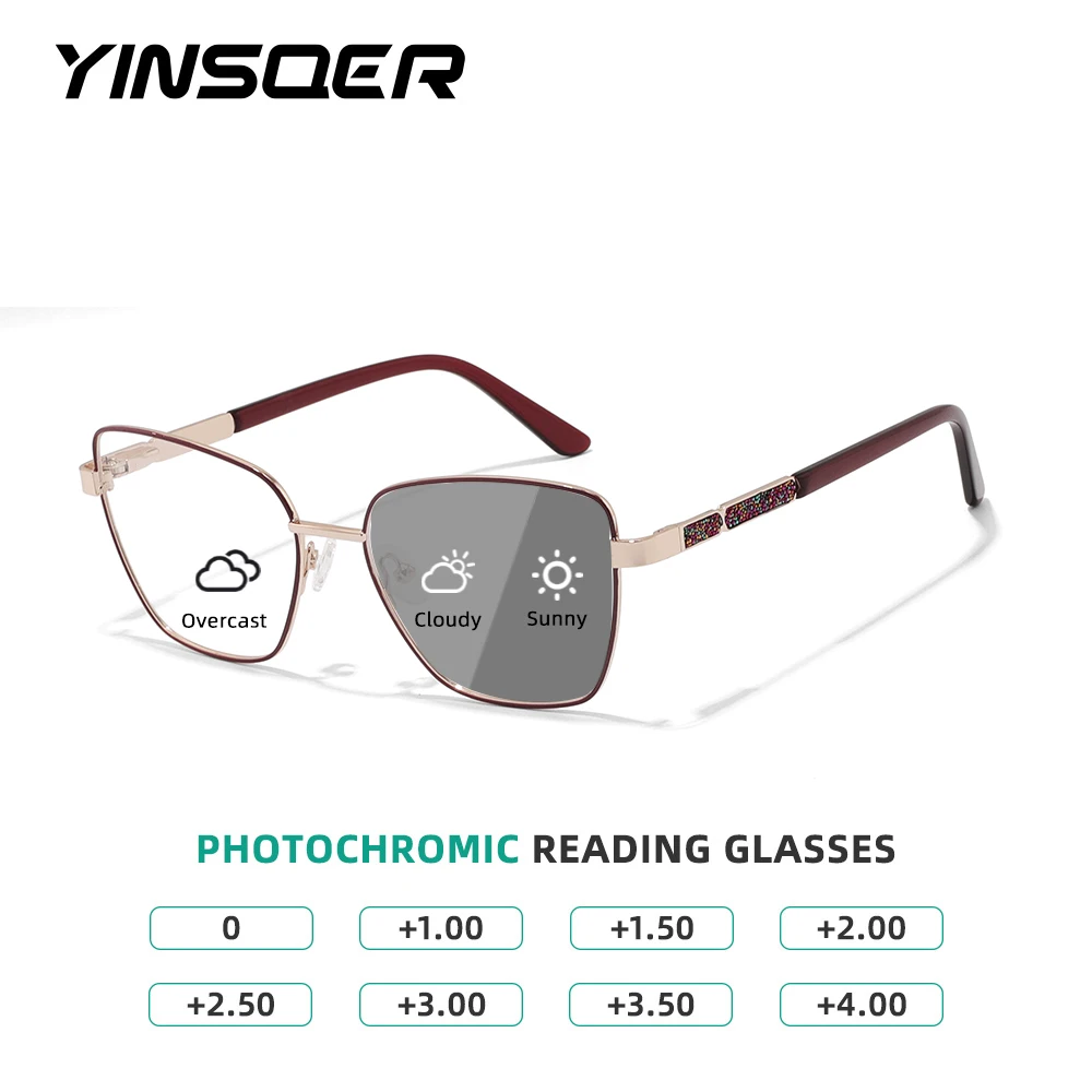 YINSQER Custom Prescription Sparkling Temple Cat-Eye Reading Glasses Photochromic Lenses Metal for Women Fashion Eyewear Durable
YINSQER Custom Prescription Sparkling Temple Cat-Eye Reading Glasses Photochromic Lenses Metal for Women Fashion Eyewear Durable