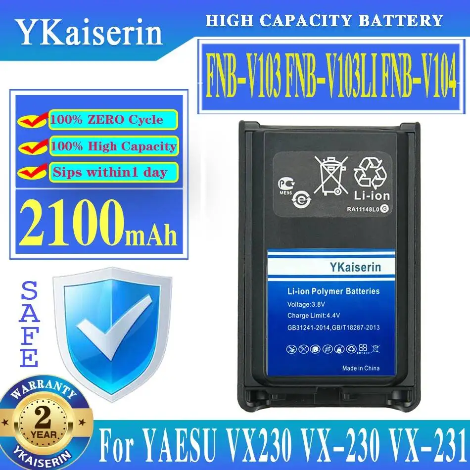 Walkie - Talkie Battery Fnb-V103 Fnb-V103LI Fnb-V104 2100mAh For Yaesu VX230 VX-230 VX-231 VX228 VX-228 VX231
Walkie - Talkie Battery Fnb-V103 Fnb-V103LI Fnb-V104 2100mAh For Yaesu VX230 VX-230 VX-231 VX228 VX-228 VX231