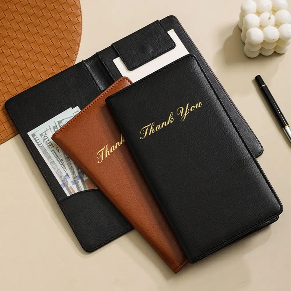 Fashion PU Leather Cash Receipt Folder Waterproof With Pen Insert Cash Book Storage Slot Thank You Printed Bill Folder Business
Fashion PU Leather Cash Receipt Folder Waterproof With Pen Insert Cash Book Storage Slot Thank You Printed Bill Folder Business