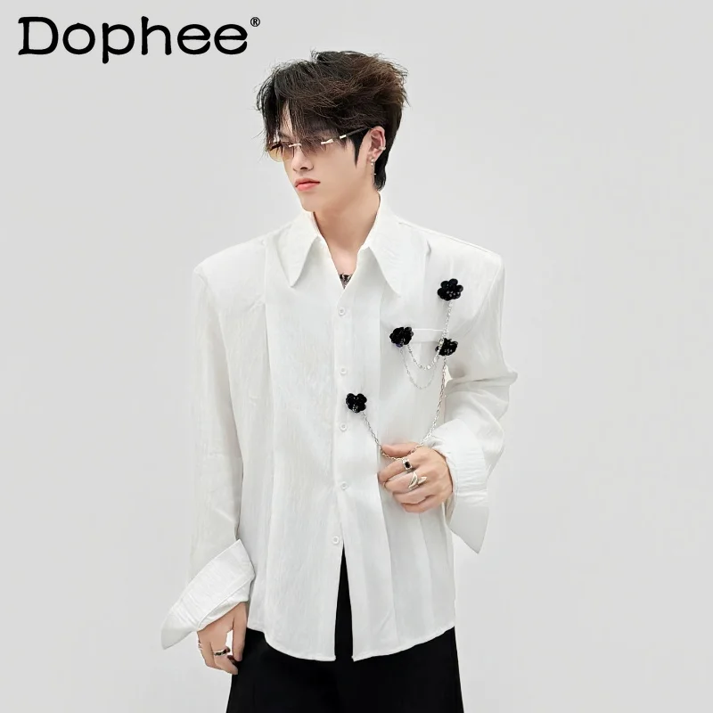 2026 Men's Summer High-end Light LuxuryFlower Chain Design Shirt Men's Fashion Loose Tops Shoulder Pad Personality Trendy Shirts
2026 Men's Summer High-end Light LuxuryFlower Chain Design Shirt Men's Fashion Loose Tops Shoulder Pad Personality Trendy Shirts