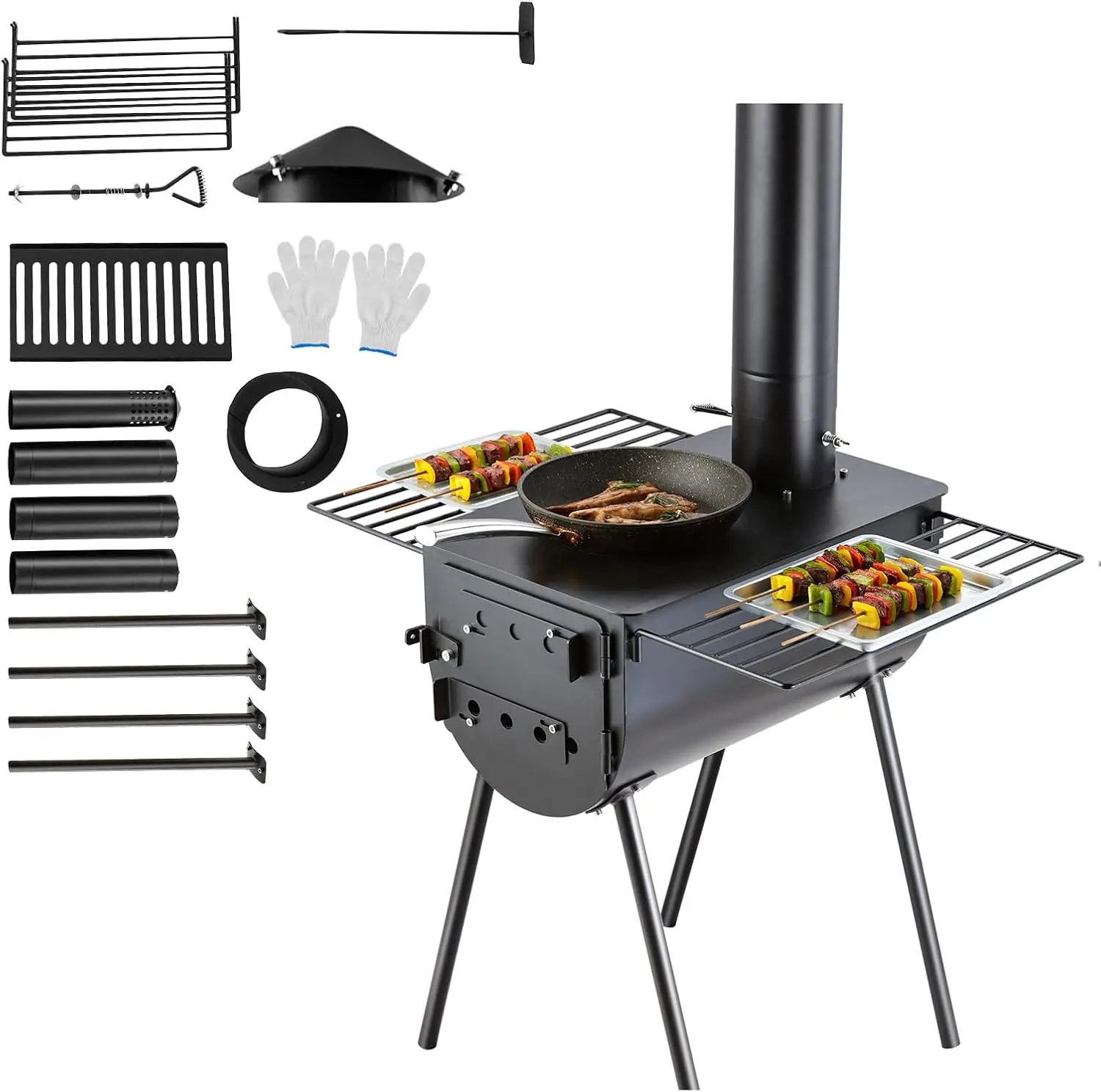 Wood Stove, 118 inch, Alloy Steel Camping Tent Stove, Portable Wood Burning Stove with Chimney Pipes & Gloves, 3000in³ Firebox
Wood Stove, 118 inch, Alloy Steel Camping Tent Stove, Portable Wood Burning Stove with Chimney Pipes & Gloves, 3000in³ Firebox