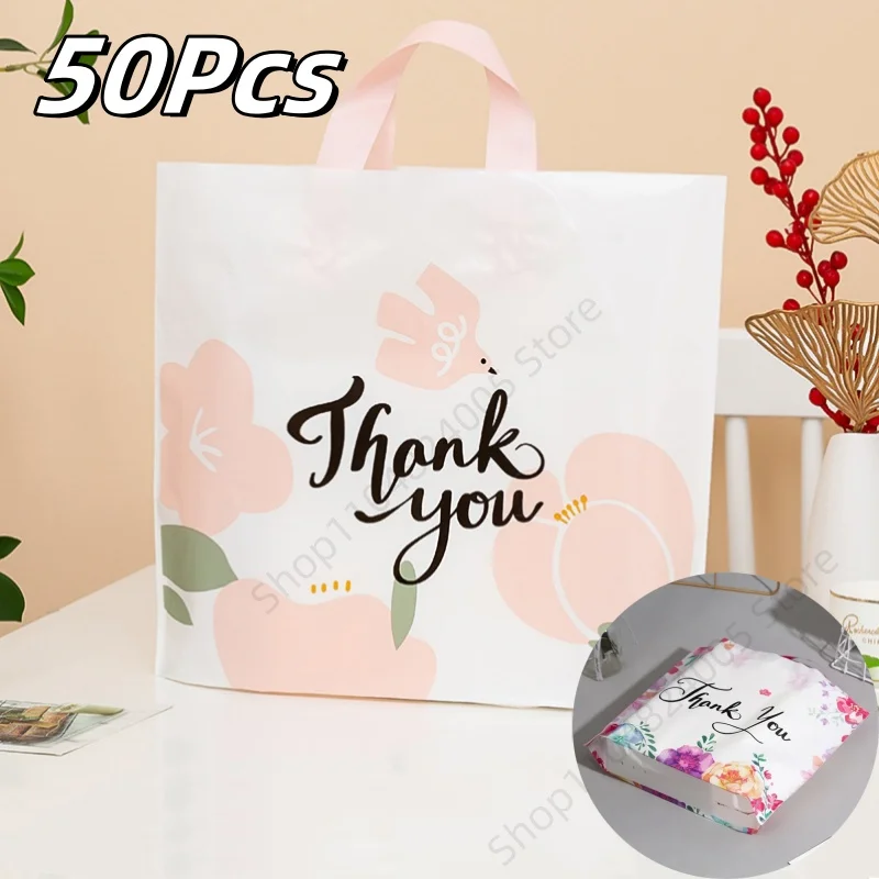 50pcs Thank You Gift Bag Color Boutique Floral Pattern Plastic Tote Bags Wedding Birthday Party Gift Packaging Bag
50pcs Thank You Gift Bag Color Boutique Floral Pattern Plastic Tote Bags Wedding Birthday Party Gift Packaging Bag