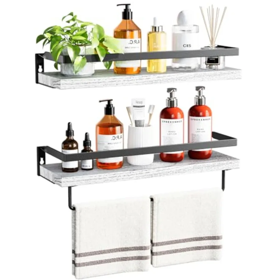 Bathroom Shelves with Towel Bar, Floating Shelves, Wall Shelves for Bathroom/Living Room/Kitchen/Bedroom, White, Set of 2 - AMF
Bathroom Shelves with Towel Bar, Floating Shelves, Wall Shelves for Bathroom/Living Room/Kitchen/Bedroom, White, Set of 2 - AMF