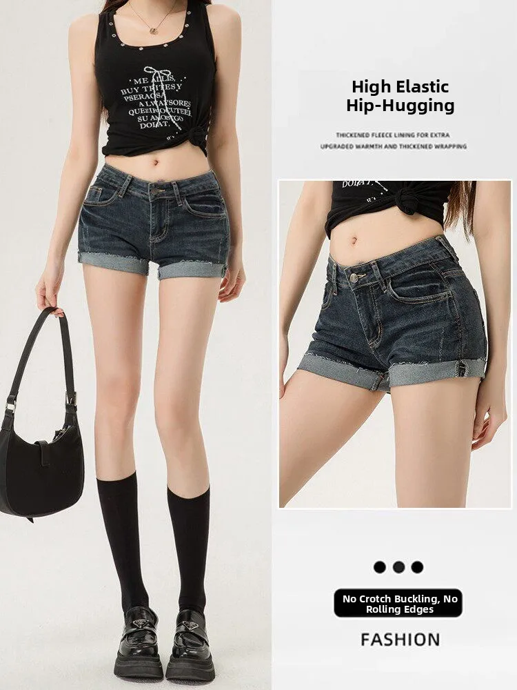 Low Waist American Style Cuffed Denim Shorts Women's Summer New Hip Enhancing Elastic Slimming A-Line Wrap Hot Pants
Low Waist American Style Cuffed Denim Shorts Women's Summer New Hip Enhancing Elastic Slimming A-Line Wrap Hot Pants