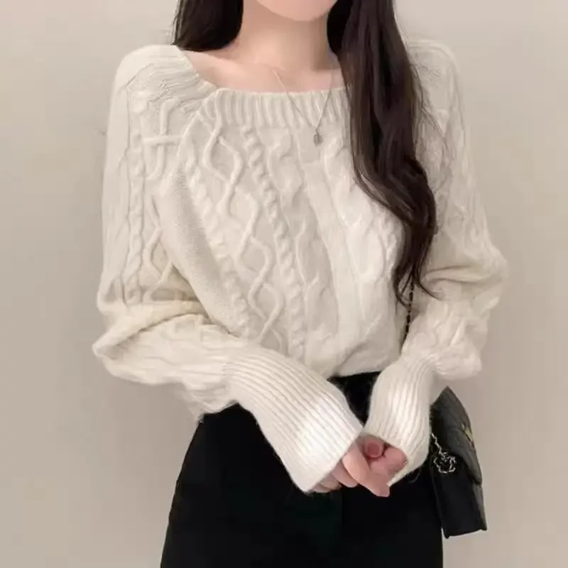 Square Collar Solid Fried Dough Twists Women's Sweater Spring Autumn Korean Fashion Casual Pullover All-match Tops Jumper 31003
Square Collar Solid Fried Dough Twists Women's Sweater Spring Autumn Korean Fashion Casual Pullover All-match Tops Jumper 31003