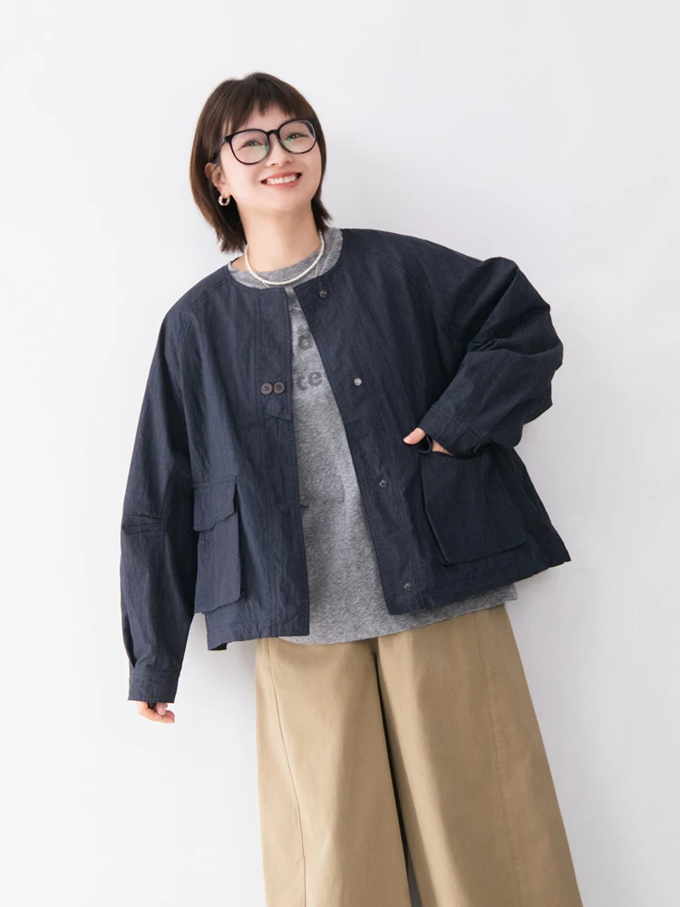 Casual Cotton Blend Folded Sleeve Pocket Coat Women's Versatile Spring New Style round Neck Button up Long Sleeve Loose Fit Top
Casual Cotton Blend Folded Sleeve Pocket Coat Women's Versatile Spring New Style round Neck Button up Long Sleeve Loose Fit Top