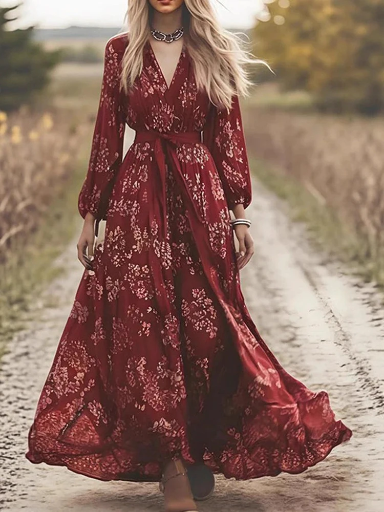 autumn women's long sleeved casual style polyester material 2026 new fashionable V-neck printed pullover dress
autumn women's long sleeved casual style polyester material 2026 new fashionable V-neck printed pullover dress