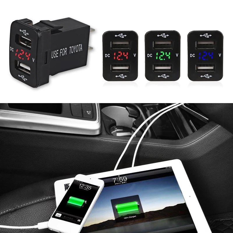12V-24V Car Charger Socket 4.2A Dual USB Ports with Voltage Display Power Socket Charger for Toyota Auto Accessories with Line
12V-24V Car Charger Socket 4.2A Dual USB Ports with Voltage Display Power Socket Charger for Toyota Auto Accessories with Line
