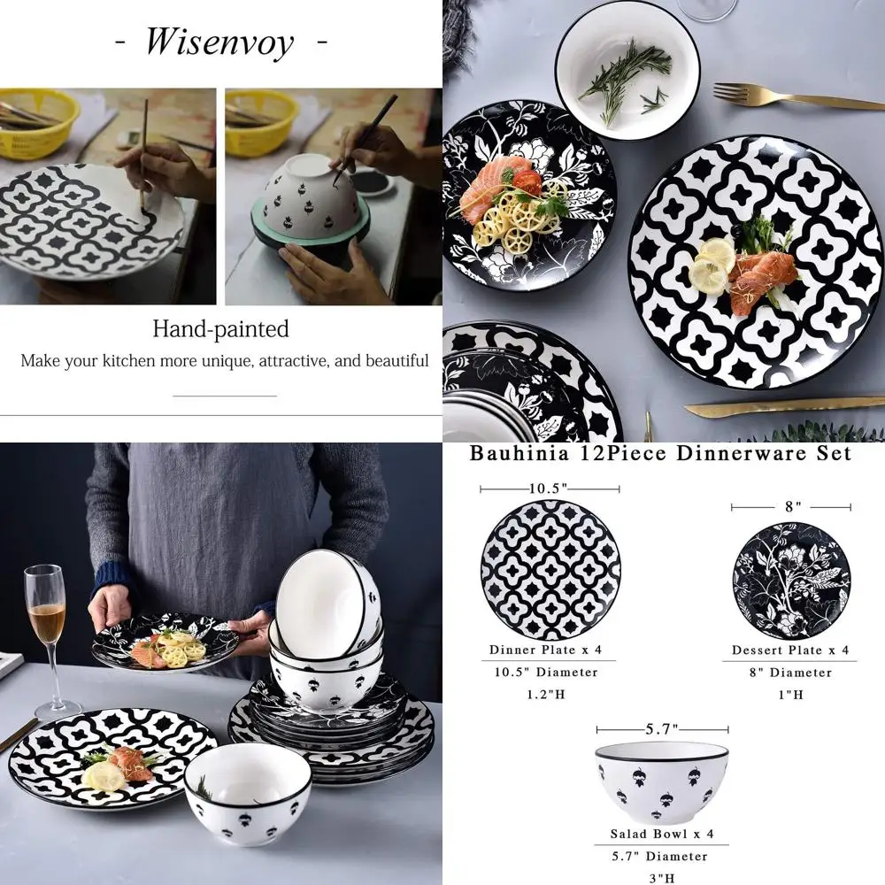 Stoneware Dinner Set: 4-Piece Ceramic Plate and Bowl Set
Stoneware Dinner Set: 4-Piece Ceramic Plate and Bowl Set