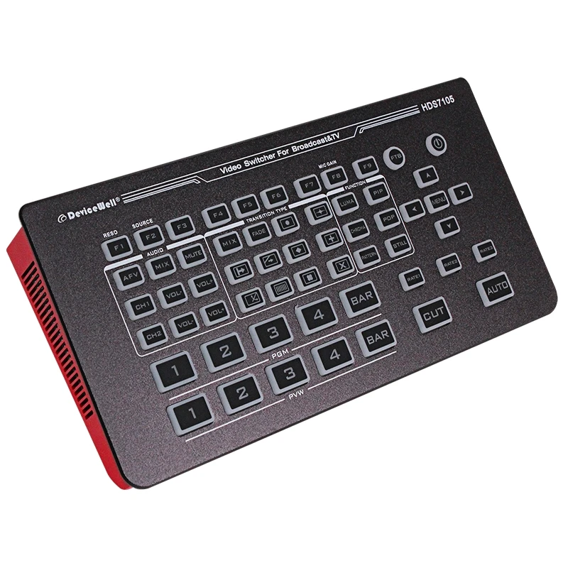 DeviceWell 5-Channel VMix Video Switcher Mixer Multi-Format 4* 1*DP USB3.0 UVC Aluminum Alloy 1*PGM/1*Multiview for Live
DeviceWell 5-Channel VMix Video Switcher Mixer Multi-Format 4* 1*DP USB3.0 UVC Aluminum Alloy 1*PGM/1*Multiview for Live