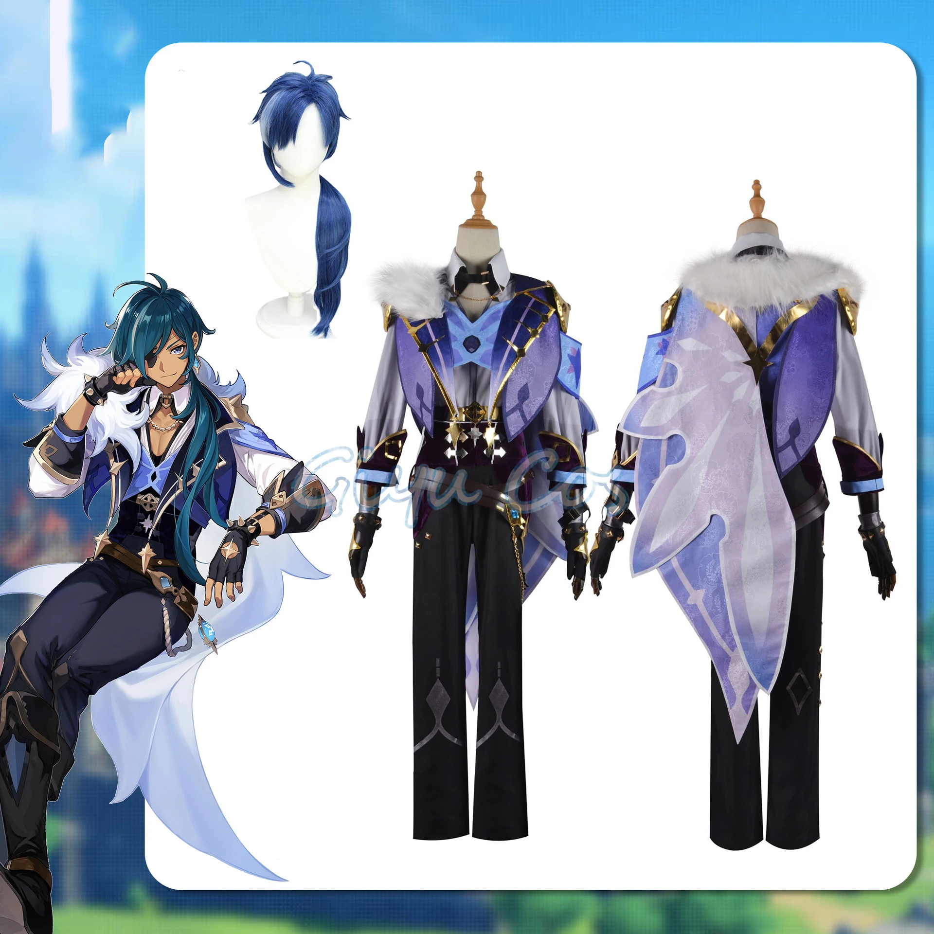 Genshin Impact Kaeya Cosplay Costume Uniform Wig Anime Halloween High-quality Costumes for Men Game
Genshin Impact Kaeya Cosplay Costume Uniform Wig Anime Halloween High-quality Costumes for Men Game