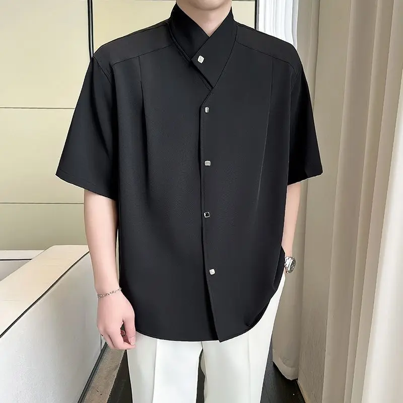 Korean Short Sleeve Loose Shirts Summer Turn-down Collar Spliced Men's Clothing Casual Single-breasted Basic Solid Color Shirts
Korean Short Sleeve Loose Shirts Summer Turn-down Collar Spliced Men's Clothing Casual Single-breasted Basic Solid Color Shirts